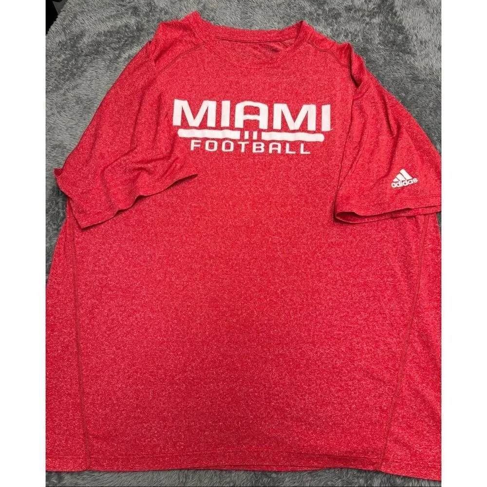 Adidas Miami of Ohio Football Red T-Shirt, Men’s XL